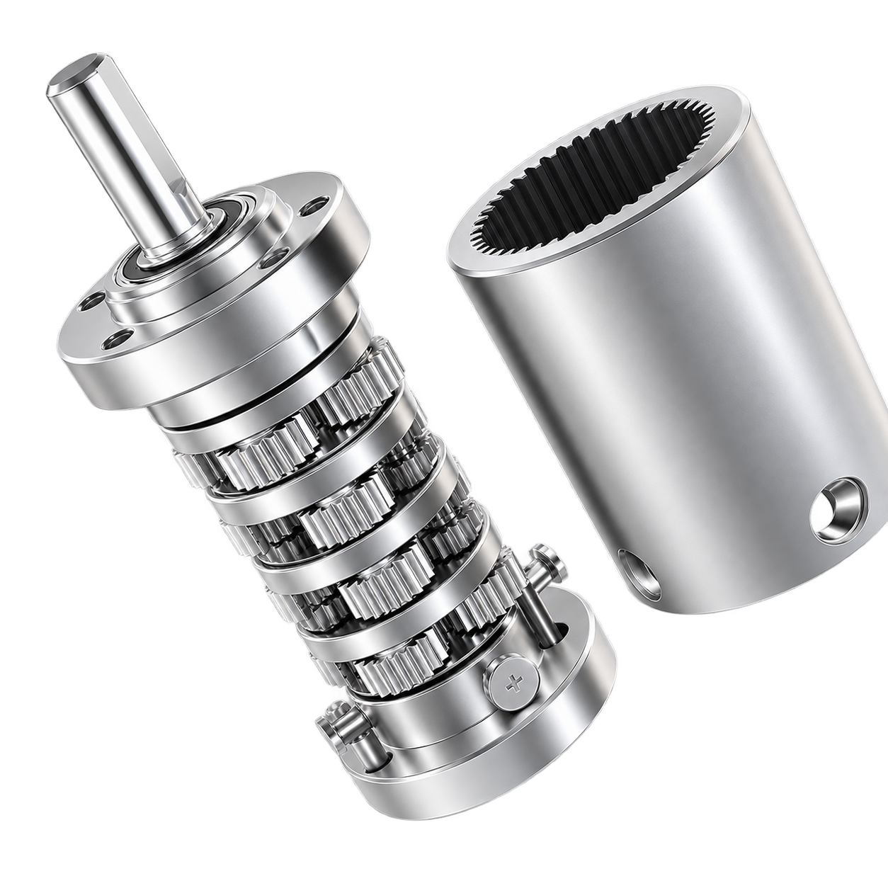 Compact multi-stage planetary gearbox architecture