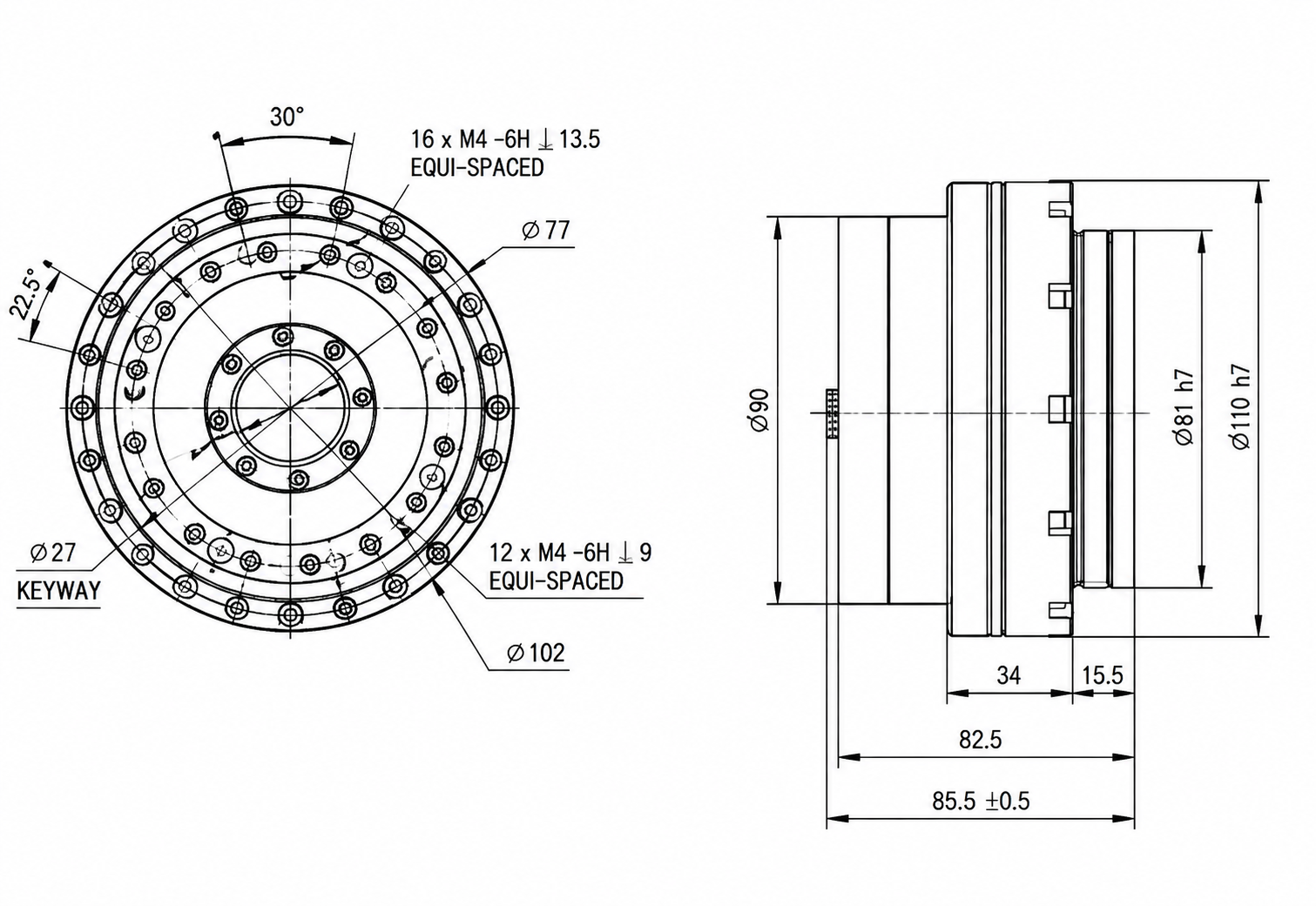 AHM Large Series harmonic joint module dimensions